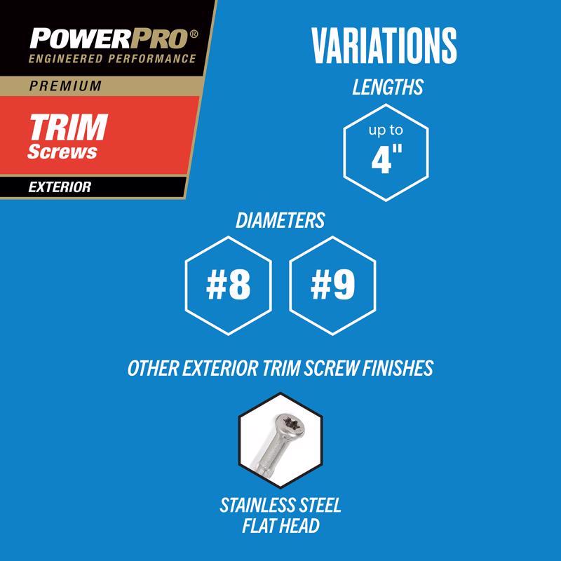 Hillman Power Pro No. 8 X 2-1/2 in. L Star Bronze Ceramic Trim Screws 1 lb 128 pk