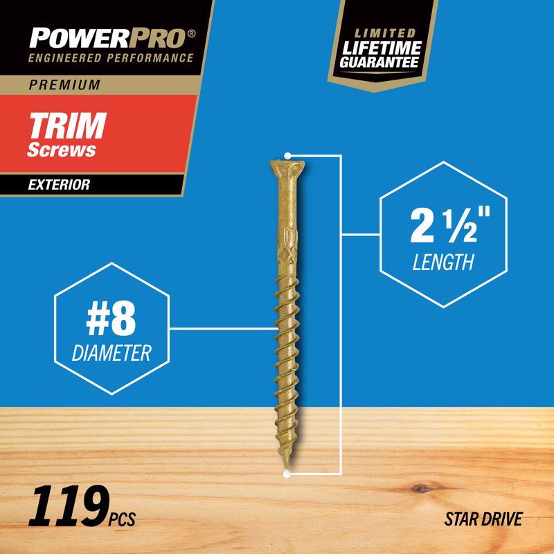 Hillman Power Pro No. 8 X 2-1/2 in. L Star Bronze Ceramic Trim Screws 1 lb 128 pk