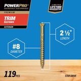 Hillman Power Pro No. 8 X 2-1/2 in. L Star Bronze Ceramic Trim Screws 1 lb 128 pk