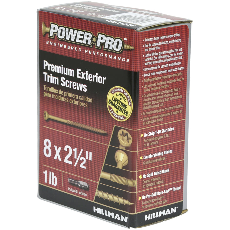 Hillman Power Pro No. 8 X 2-1/2 in. L Star Bronze Ceramic Trim Screws 1 lb 128 pk