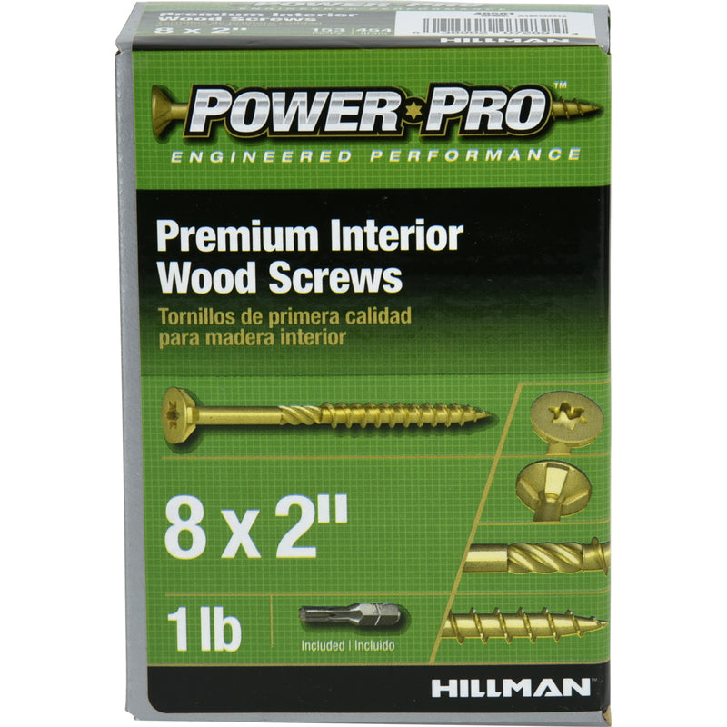 Hillman Power Pro No. 8 X 2 in. L Star Yellow Zinc Wood Screws 1 lb 165 pk