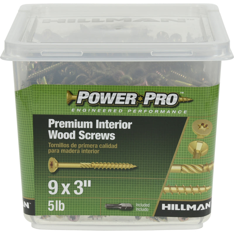 Hillman Power Pro No. 9 X 3 in. L Star Yellow Zinc Wood Screws 5 lb 450 pk