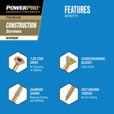 Hillman Power Pro No. 9 X 3 in. L Star Yellow Zinc Wood Screws 5 lb 450 pk