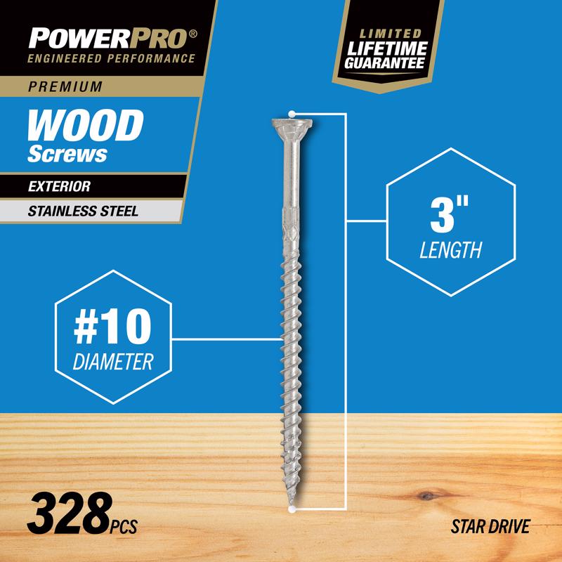 Hillman Power Pro No. 10 X 3 in. L Star Flat Head Premium Deck Screws 5 lb 330 pk