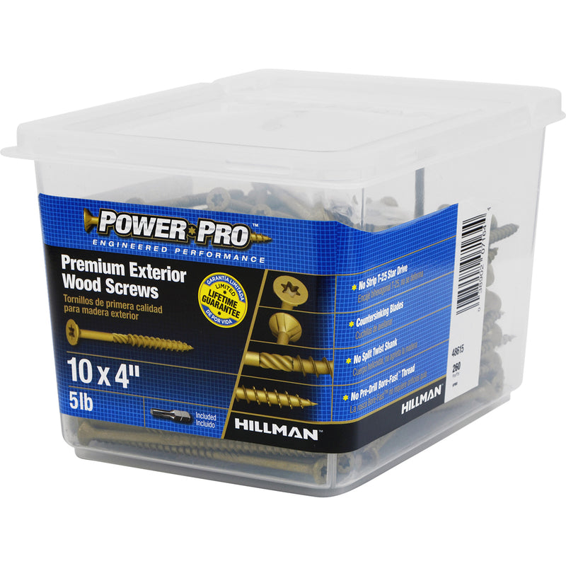 HILLMAN Power Pro No. 10 in. X 4 in. L Bronze Star Flat Head Premium Deck Screws 5 lb 260 pk