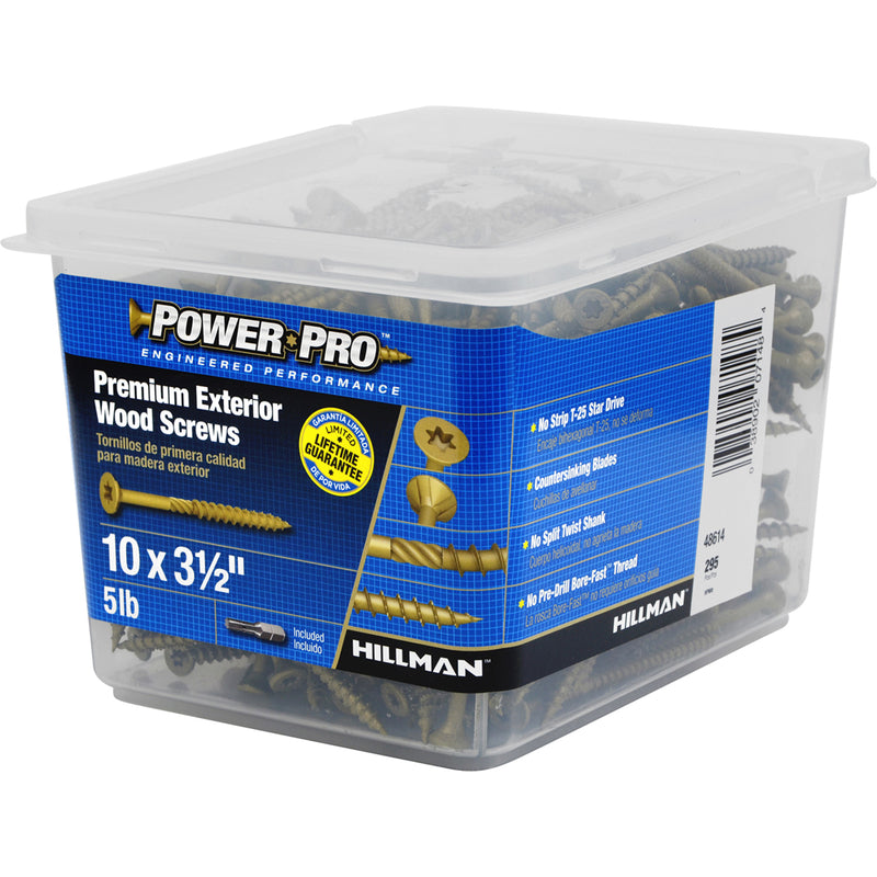 Hillman Power Pro No. 10 X 3-1/2 in. L Star Flat Head Premium Deck Screws 5 lb 295 pk