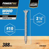 Hillman Power Pro No. 10 X 2-1/2 in. L Star Flat Head Premium Deck Screws 5 lb 395 pk