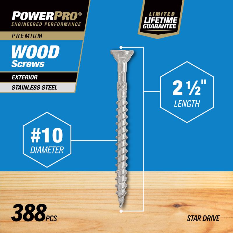 Hillman Power Pro No. 10 X 2-1/2 in. L Star Flat Head Premium Deck Screws 5 lb 395 pk