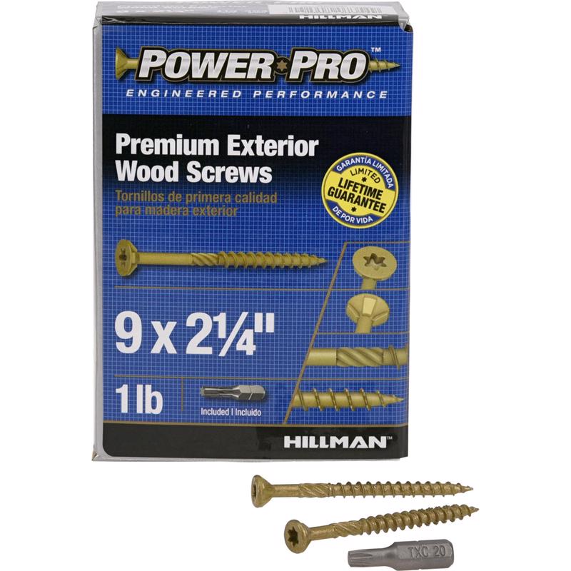 HILLMAN Power Pro No. 9 in. X 2-1/4 in. L Bronze Star Flat Head Premium Deck Screws 1 lb 113 pk