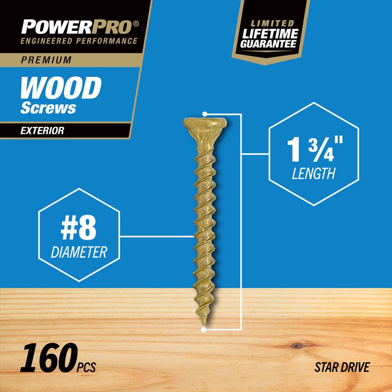 Hillman Power Pro No. 8 X 1-3/4 in. L Star Bronze Ceramic Wood Screws 1 lb 175 pk