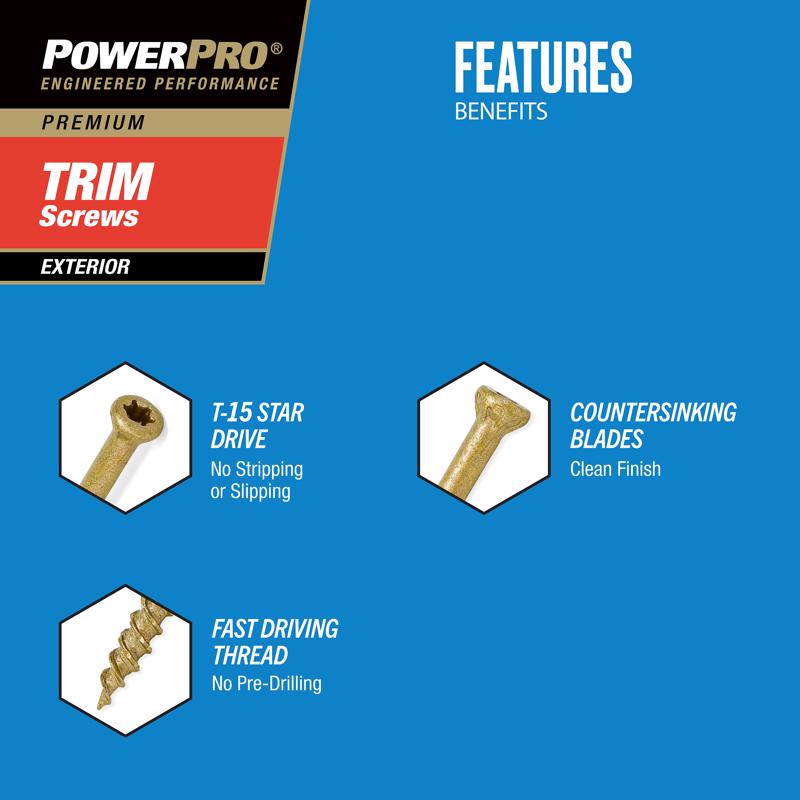 Hillman Power Pro No. 8 X 1-5/8 in. L Star Bronze Ceramic Screws 5 lb 1023 pk
