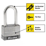 Master Lock 1.3/4 in. W Stainless Steel 4-Pin Tumbler Padlock