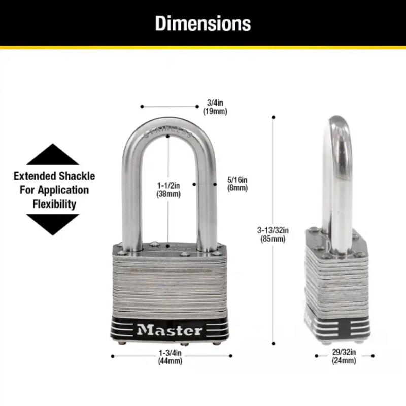 Master Lock 1.3/4 in. W Stainless Steel 4-Pin Tumbler Padlock