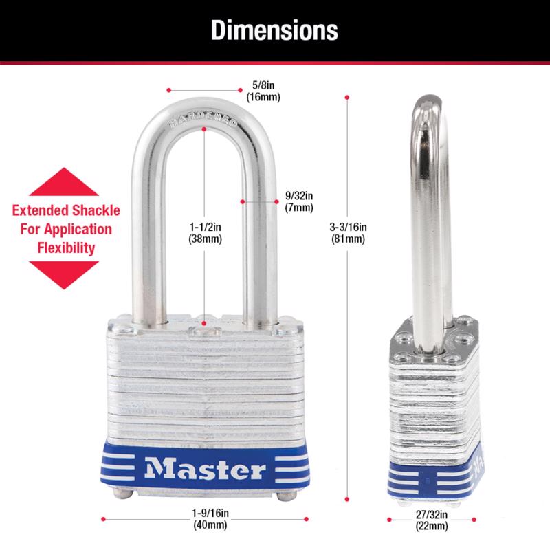 Master Lock 1-9/16 in. W Steel Pin Tumbler Padlock Keyed Alike