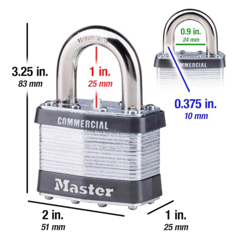 Master Lock 2 in. W Steel Pin Tumbler Padlock Keyed Alike