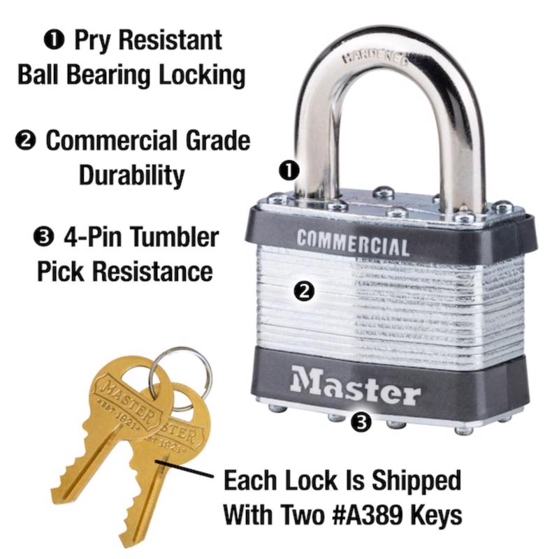Master Lock 2 in. W Steel Pin Tumbler Padlock Keyed Alike