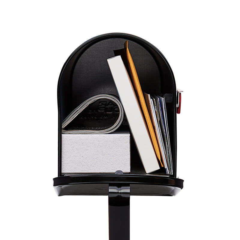 Gibraltar Mailboxes Mailbox-To-Go Classic Galvanized Steel Post Mount Black Mailbox