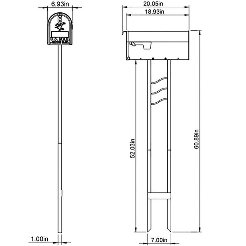 Gibraltar Mailboxes Mailbox-To-Go Classic Galvanized Steel Post Mount Black Mailbox