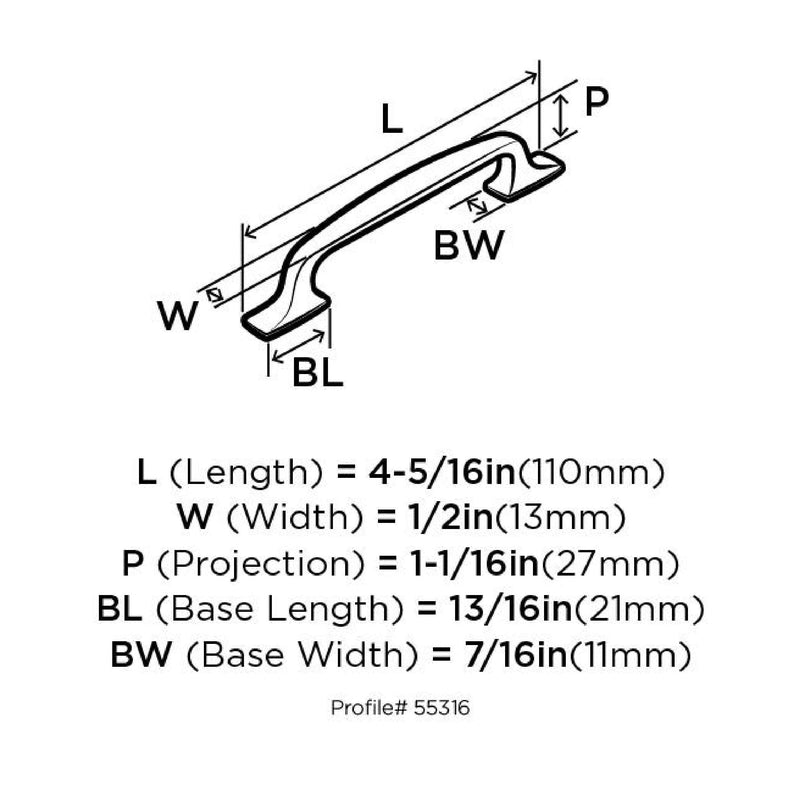 Amerock Highland Ridge Collection Pull Satin Nickel 1 pk