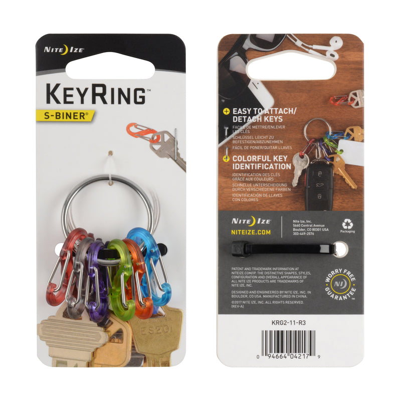 Nite Ize KeyRing S-Biner 2.2 in. D Stainless Steel Assorted Key Ring