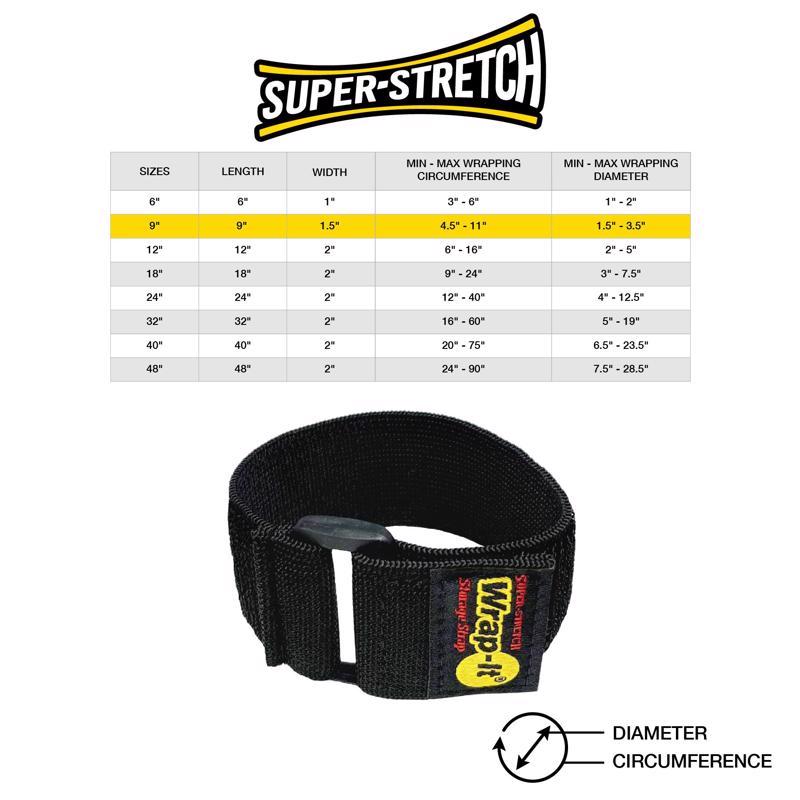 Wrap-It Super-Stretch 1 in. W X 9 in. L Black Stretch Storage Straps 10 lb 5 pk