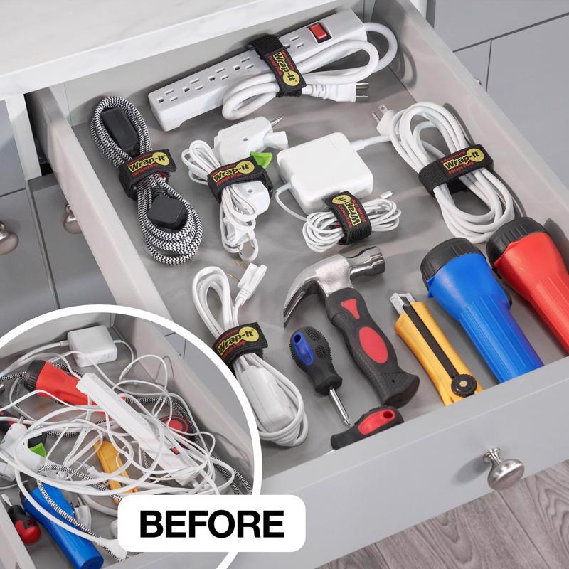 Wrap-It Super-Stretch 1 in. W X 6 in. L Black Stretch Storage Straps 10 lb 6 pk