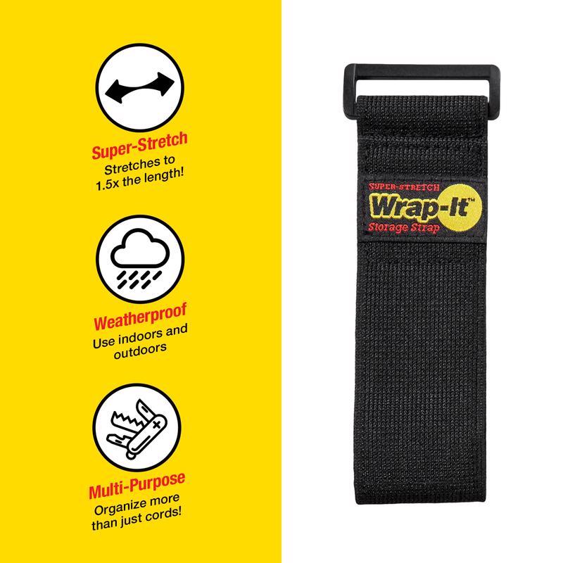 Wrap-It Super-Stretch 2 in. W X 18 in. L Black Stretch Storage Straps 10 lb 3 pk