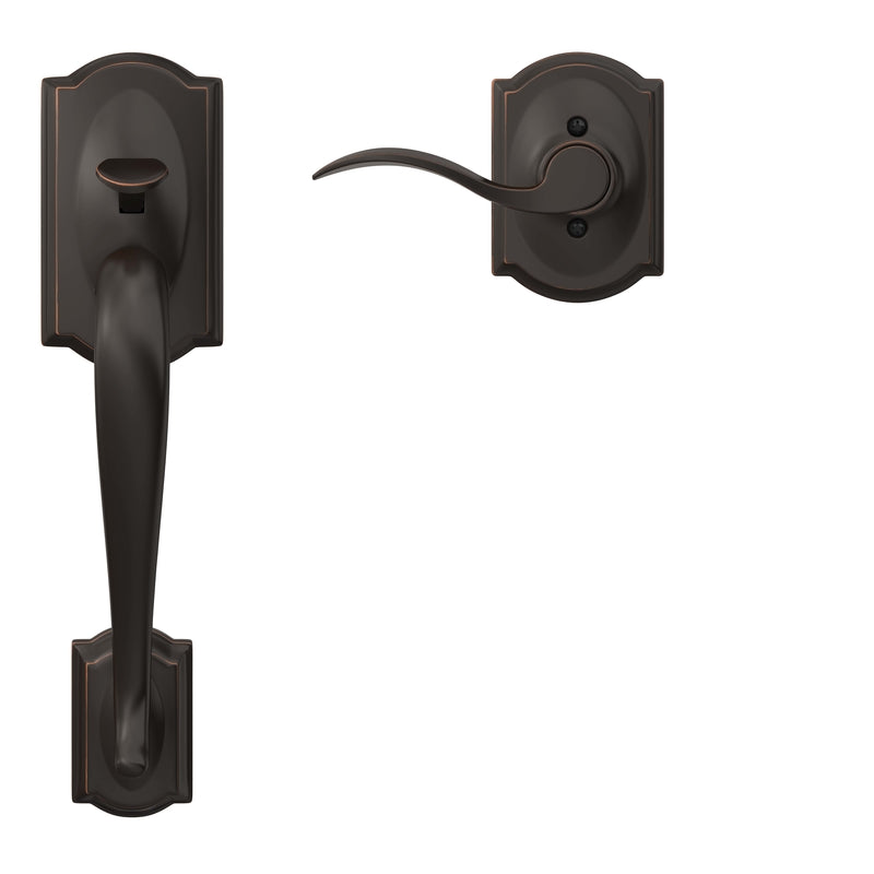 Schlage Camelot Aged Bronze Handleset Right or Left Handed
