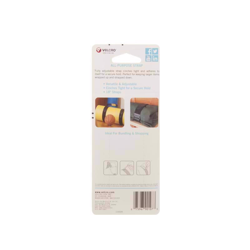 VELCRO Brand Medium Nylon Hook and Loop Fastener 18 in. L 2 pk