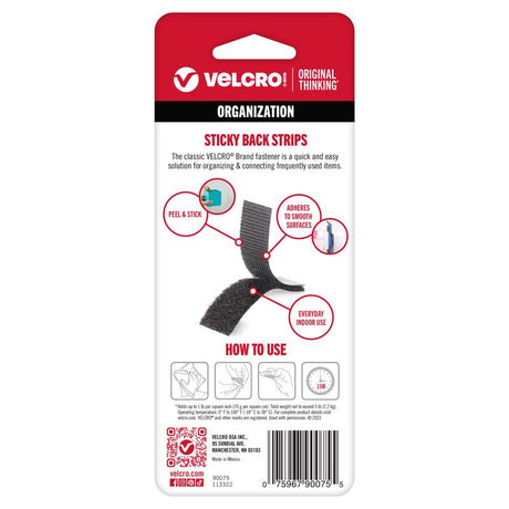 VELCRO Brand Sticky Back Small/Medium Nylon Hook and Loop Fastener 3-1/2 in. L 4 pk