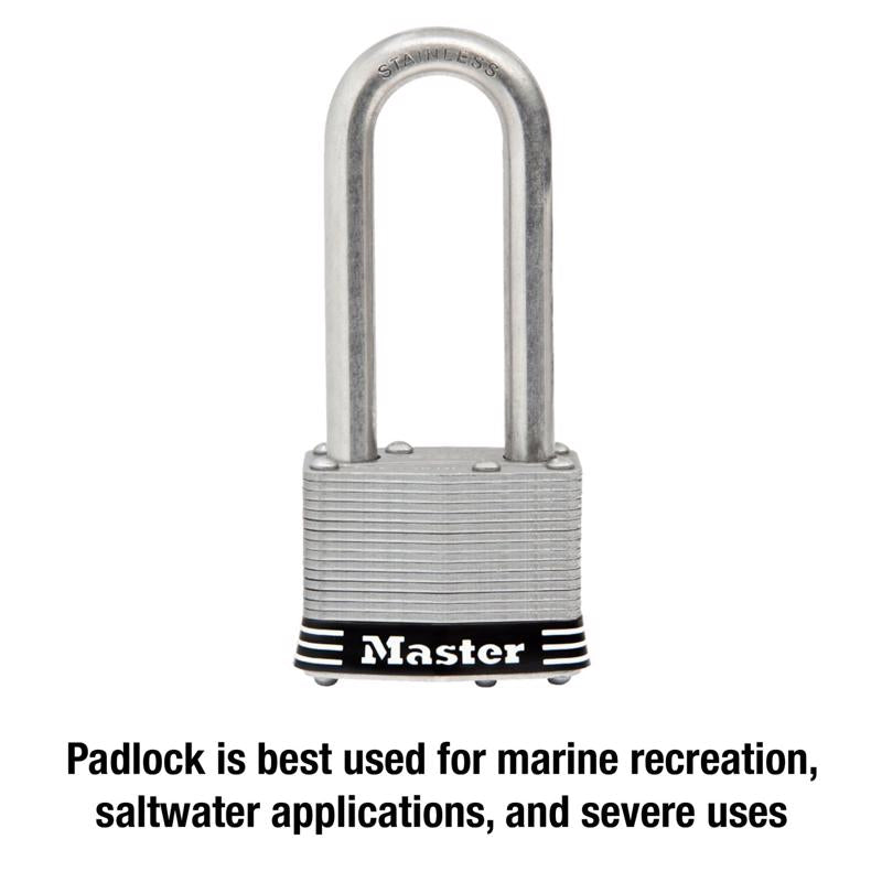 Master Lock 4-3/8 in. H X 2 in. W Laminated Steel 4-Pin Tumbler Padlock Keyed Alike