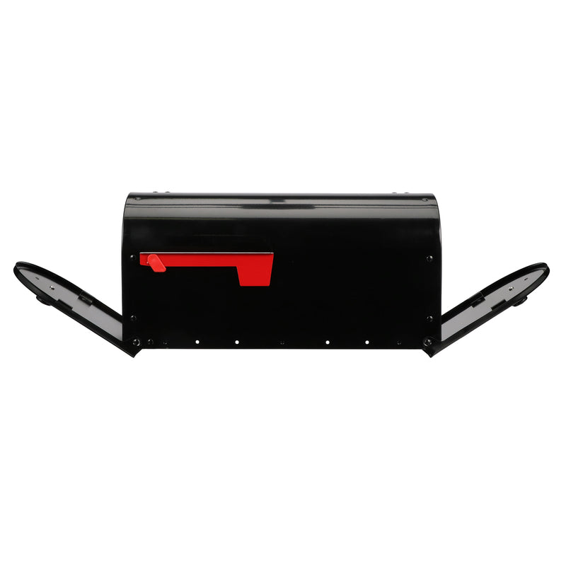 Gibraltar Mailboxes Outback Classic Galvanized Steel Post Mount Black Double Door Mailbox