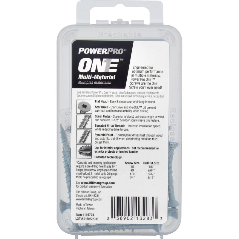 HILLMAN POWERPRO ONE No. 8 X 2 in. L Star Flat Head Multi-Material Screw 20 pk