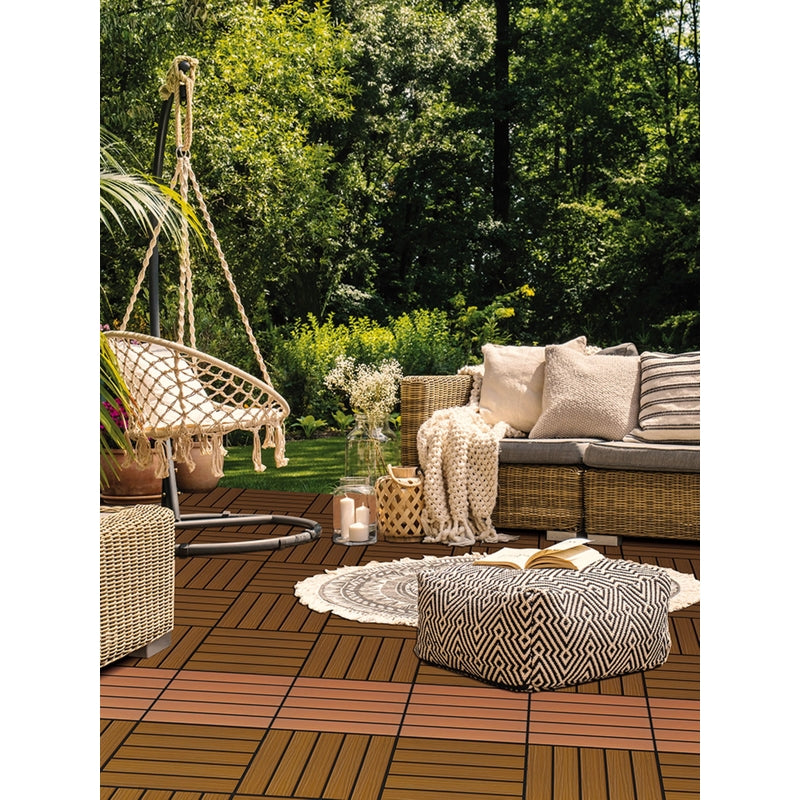 Aura 12 in. W X 12 in. L Honey Teak Composite Balcony/Deck Tiles 6 sq ft