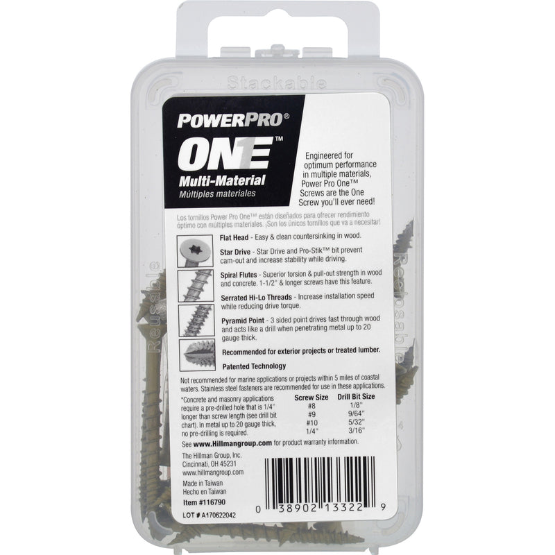 HILLMAN POWERPRO ONE No. 8 X 2 in. L Star Flat Head Multi-Material Screw