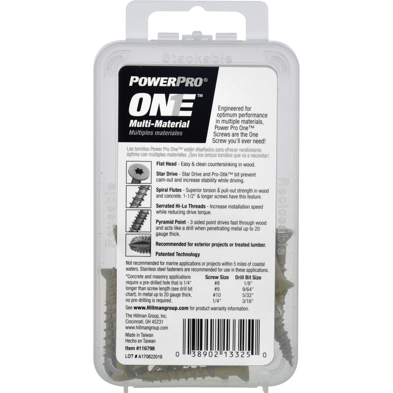 HILLMAN POWERPRO ONE No. 10 X 1-1/2 in. L Star Flat Head Multi-Material Screw 15 pk