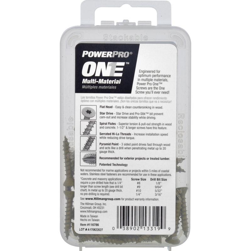 HILLMAN POWERPRO ONE No. 6 X 1 in. L Star Flat Head Multi-Material Screw 10 pk