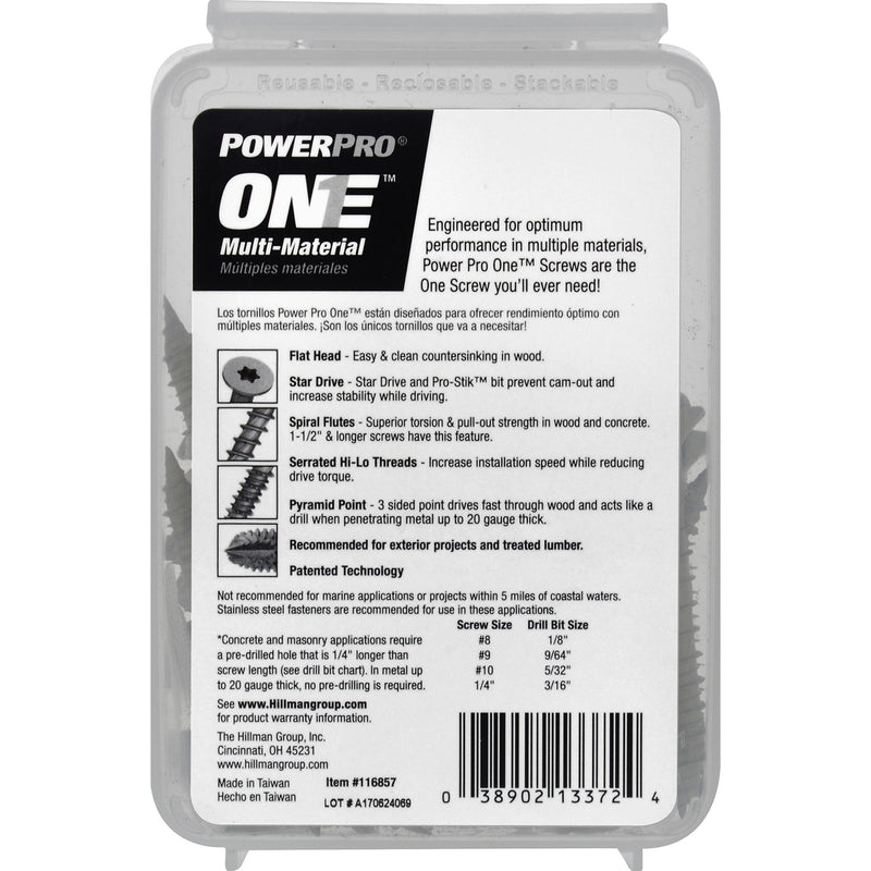 HILLMAN POWERPRO ONE 1/4 in. X 2-1/4 in. L Star Flat Head Multi-Material Screw 1 lb 46 pk