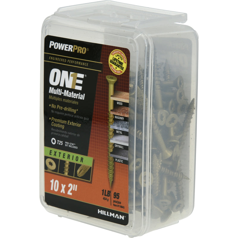 HILLMAN POWERPRO ONE No. 10 X 2 in. L Star Flat Head Multi-Material Screw 1 lb 95 pk