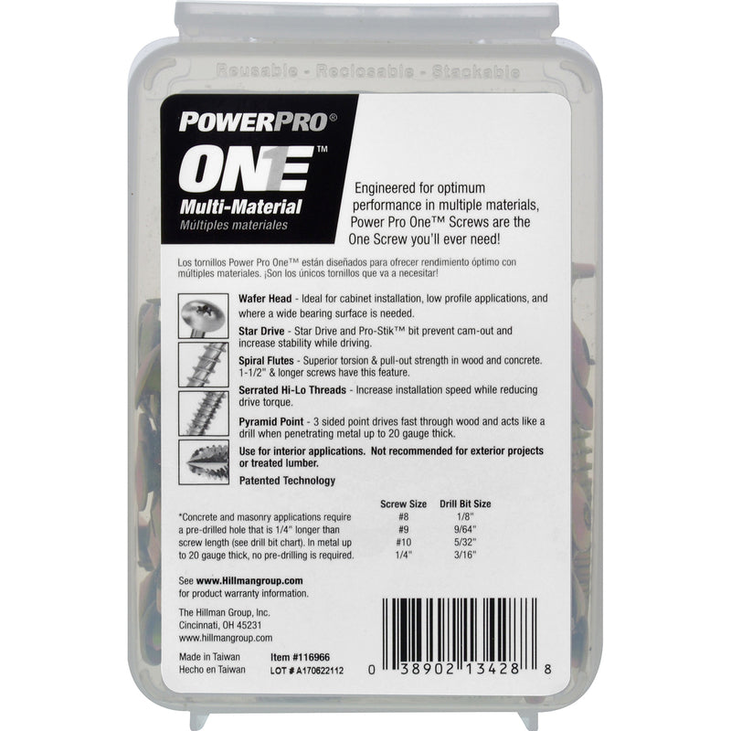 HILLMAN PowerPro One No. 10 X 2-1/2 in. L Star Wafer Head Multi-Material Screw 1 lb 70 pk
