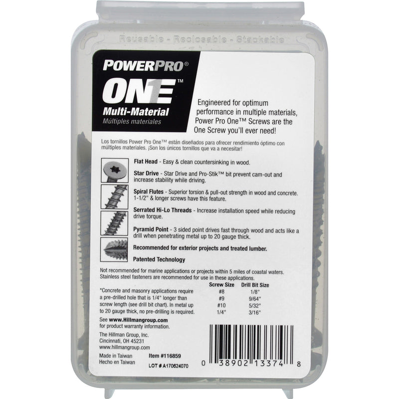 HILLMAN POWERPRO ONE 1/4 in. X 2-3/4 in. L Star Flat Head Multi-Material Screw 1 lb 29 pk
