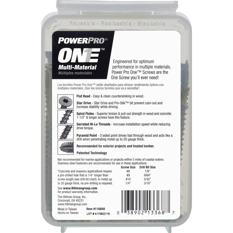 HILLMAN POWERPRO ONE No. 10 X 3-1/2 in. L Star Flat Head Multi-Material Screw 1 lb 53 pk