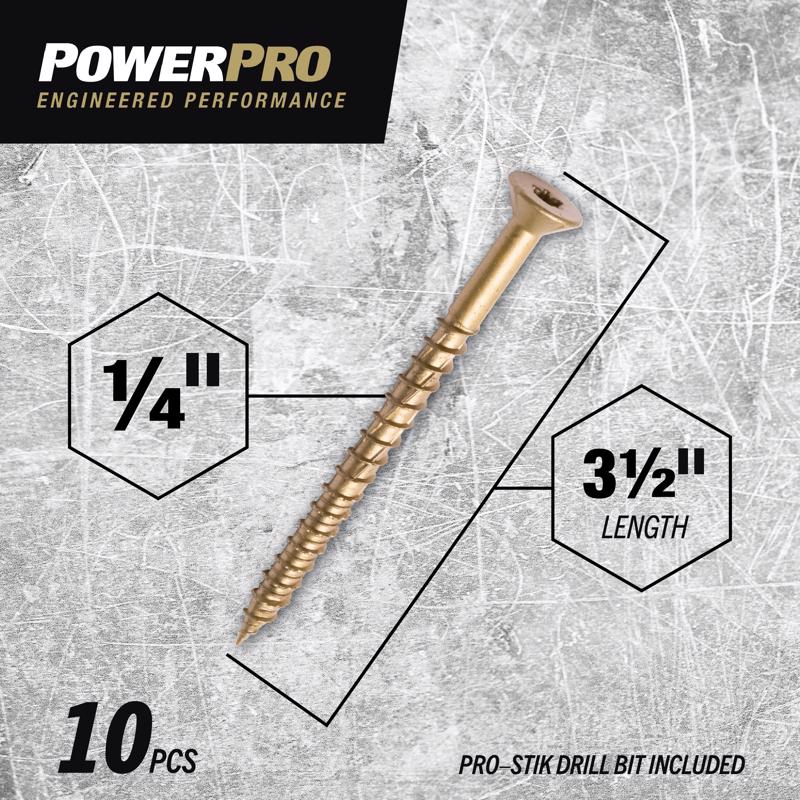 HILLMAN POWERPRO ONE 1/4 in. X 3-1/2 in. L Star Flat Head Multi-Material Screw 10 pk