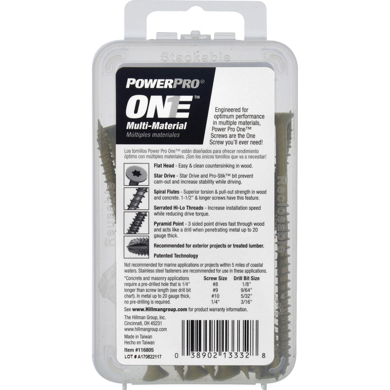 HILLMAN POWERPRO ONE No. 10 X 3-1/2 in. L Star Flat Head Multi-Material Screw 12 pk