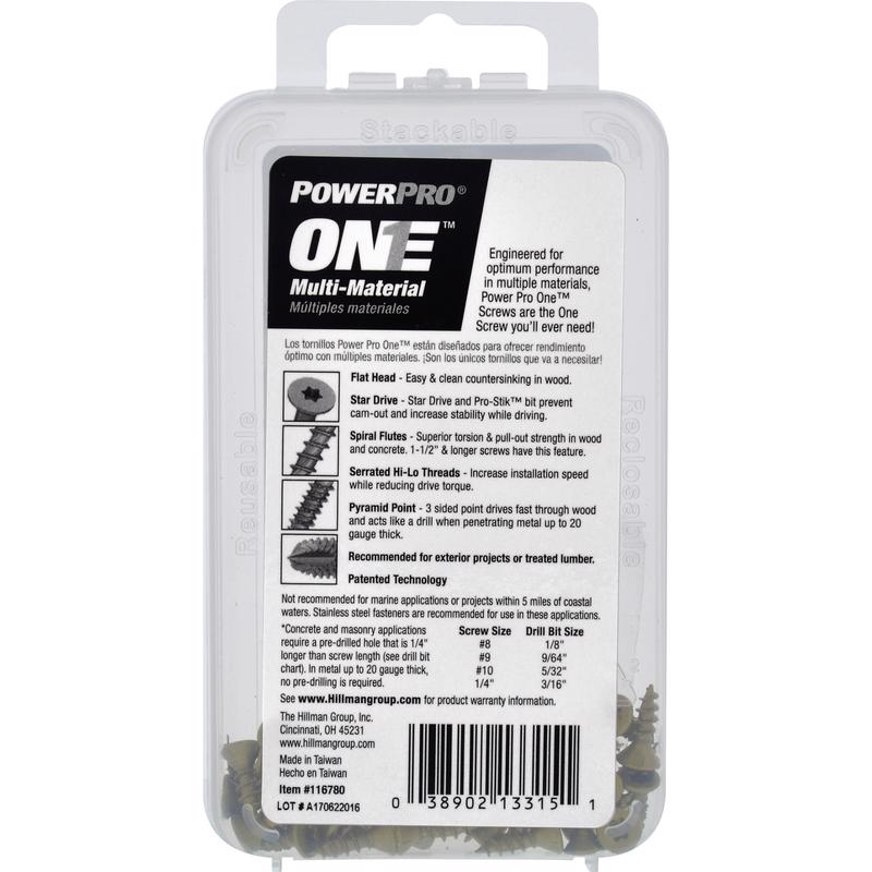 HILLMAN POWERPRO ONE No. 6 X 1/2 in. L Star Flat Head Multi-Material Screw 50 pk