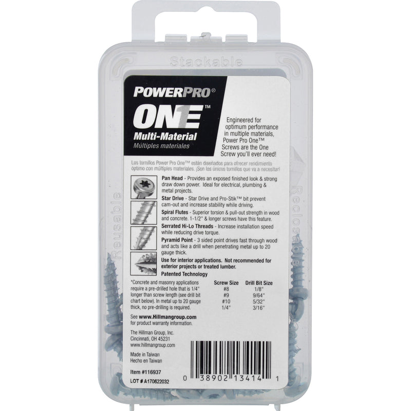 HILLMAN Power Pro No. 8 X 3/4 in. L Star Pan Head Multi-Material Screw 40 pk