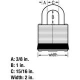 Master Lock 1-1/2 in. H X 2 in. W Laminated Steel 4-Pin Cylinder Padlock