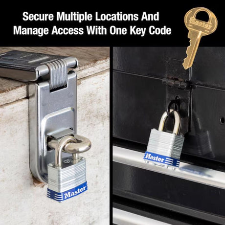 Master Lock 1 in. H X 11/16 in. W X 1-1/8 in. L Steel 4-Pin Cylinder Padlock Keyed Alike
