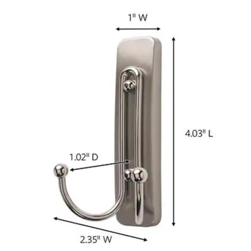 3M Command 2 in. L Brushed Nickel Metal Large Double Hook 4 lb. cap. 1 pk