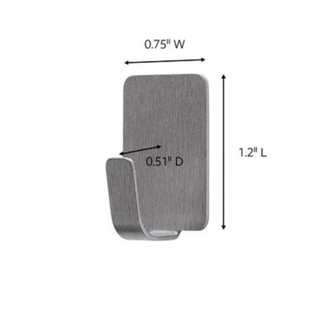 3M Command Stainless Steel Metal Small Hook 0.5 lb. cap. 4 pk
